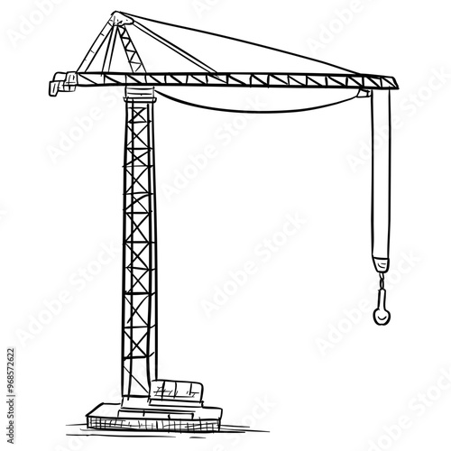 crane construction tower handdrawn illustration