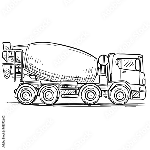concrete mixer truck handdrawn illustration