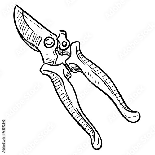 Pruning shear handdrawn illustration