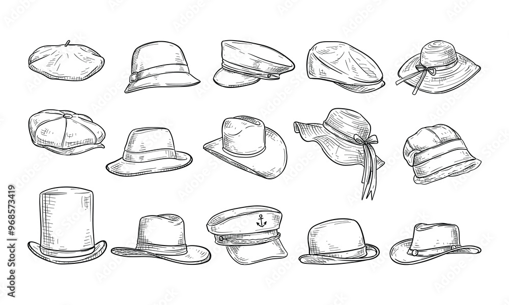 hats handdrawn collection hats handdrawn collection