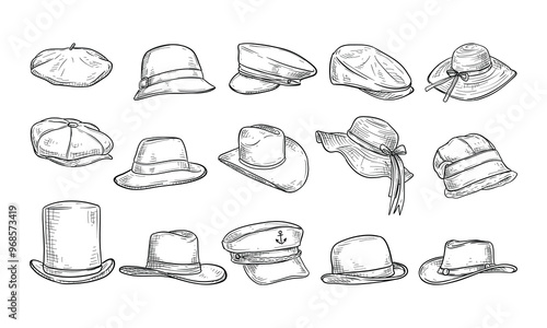 hats handdrawn collection