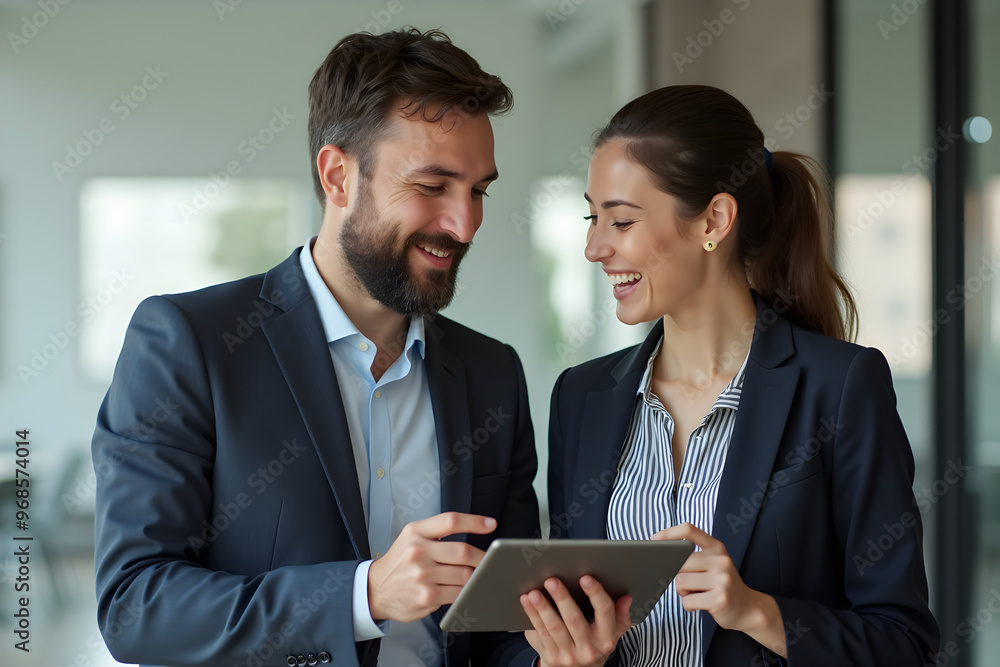 business partners are looking at a tablet business partners are looking at a tablet
