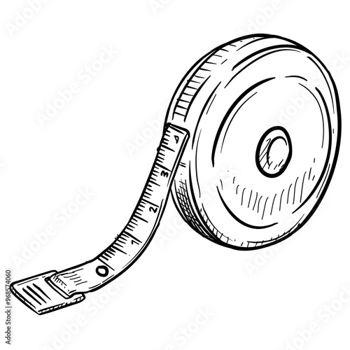 sewing measuring tape handdrawn illustration