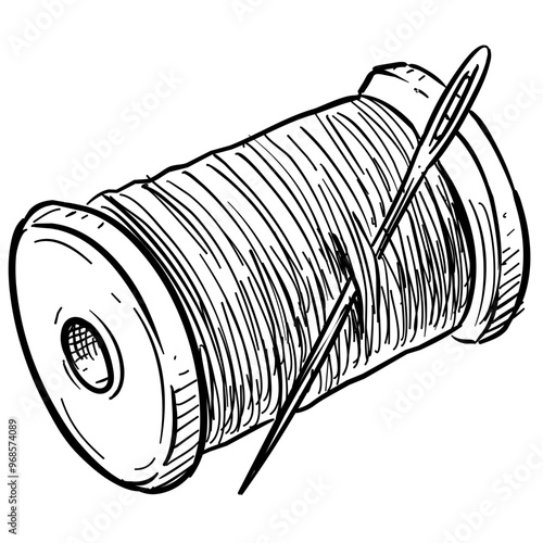 sewing thread handdrawn illustration