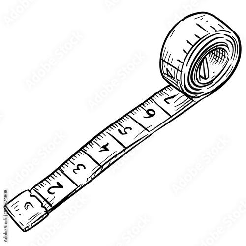 sewing measuring tape handdrawn illustration