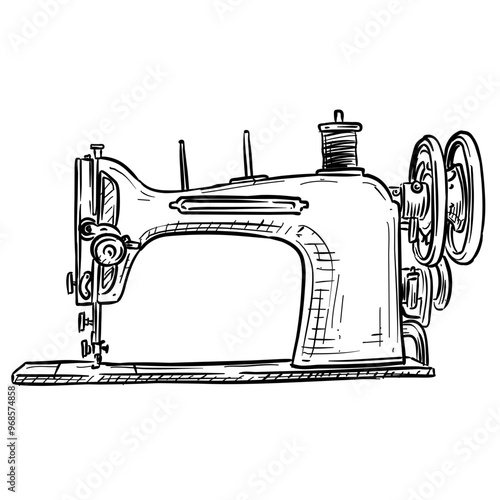 sewing machine handdrawn illustration