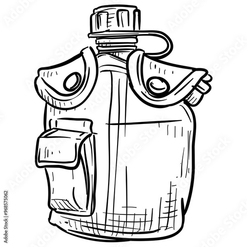 hunter bottle handdrawn illustration