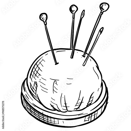 sewing pincushion handdrawn illustration