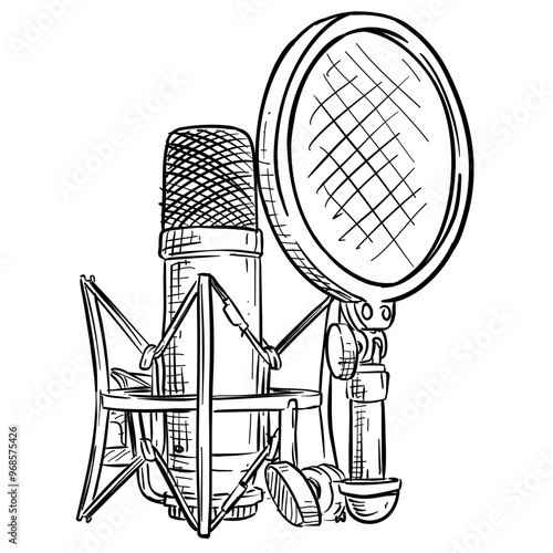 microphones handdrawn illustration