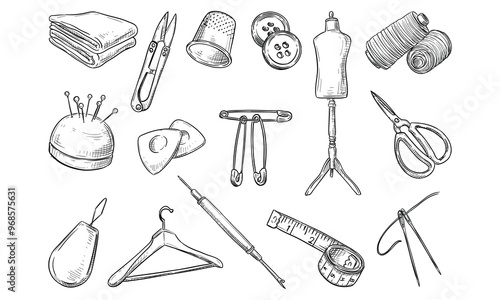 tailor equipment handdrawn collection