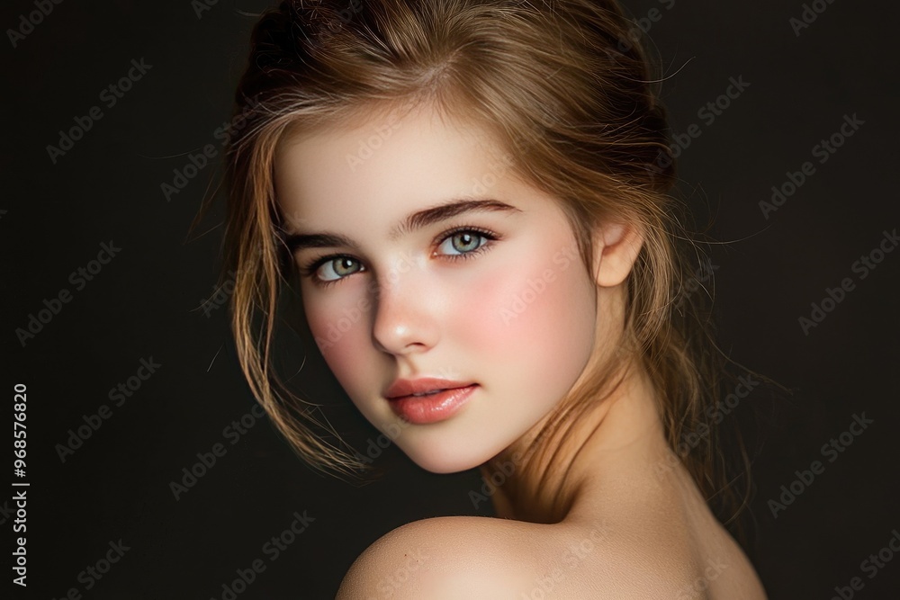 A stunning portrait of a youthful girl with captivating features and soft natural light, showcasing beauty and innocence. A stunning portrait of a youthful girl with captivating features and soft natural light, showcasing beauty and innocence.