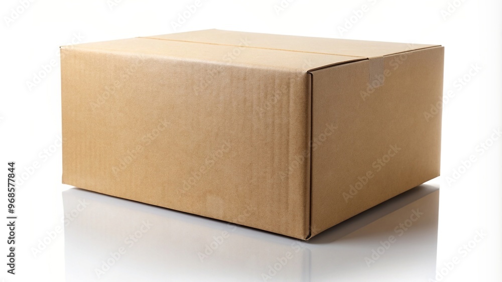 clean, container, background, storage, logistics, packing, object, delivery, packaging, mail, A cardboard box is placed isolated on a white background and the image is reflected clean, container, background, storage, logistics, packing, object, delivery, packaging, mail, A cardboard box is placed isolated on a white background and the image is reflected