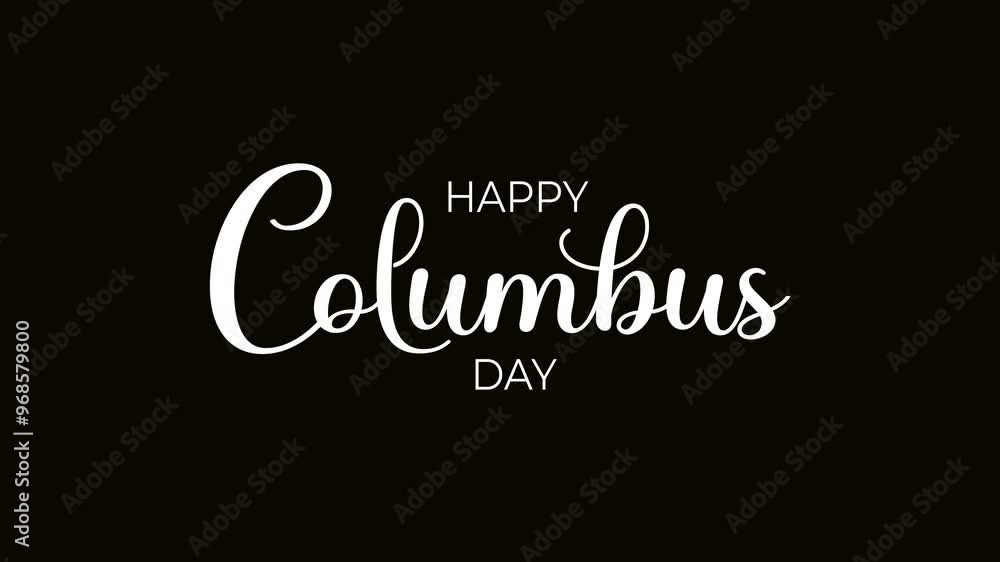 Happy Columbus Day Text Animation in Black and Green Background. Suitable for Columbus Day promotions, social media posts, and greeting cards. Happy Columbus Day Text Animation in Black and Green Background. Suitable for Columbus Day promotions, social media posts, and greeting cards.