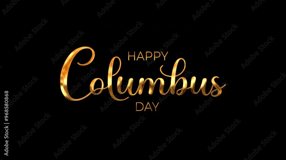 Happy Columbus Day Handwritten Animated Text in Gold Color. perfect for holiday social media posts, invitations, banners, or event promotions. Happy Columbus Day Handwritten Animated Text in Gold Color. perfect for holiday social media posts, invitations, banners, or event promotions.