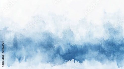 Soft watercolor wash of blue and white blending smoothly, creating a calming background texture, ideal for design or soothing visuals