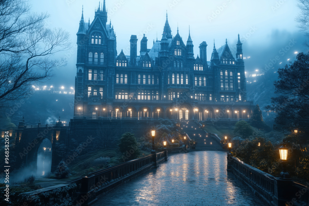Obraz premium Gothic Manor in the Mist 