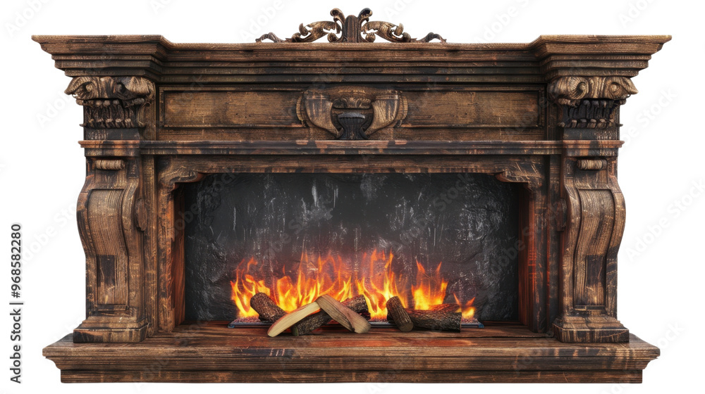 Fireplace on transparent background Fireplace on transparent background