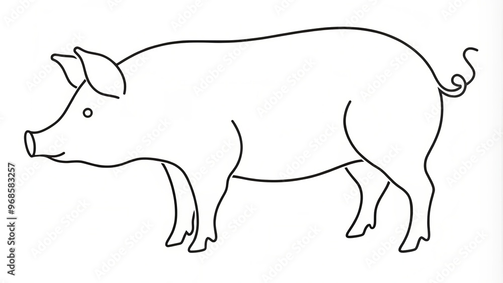 A plump, rounded figure with a snout curving downwards and ears perked up, standing on all fours with A plump, rounded figure with a snout curving downwards and ears perked up, standing on all fours with