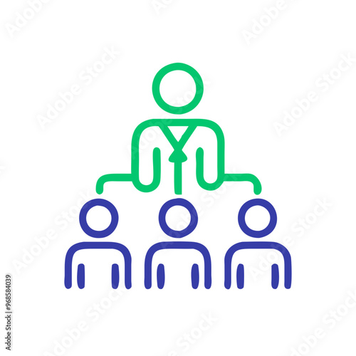 Icon representing team, leader, and subordinates