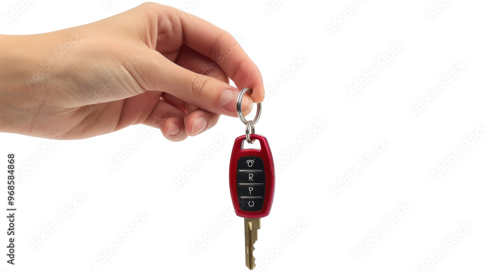 Hand holding car keys on transparent background Hand holding car keys on transparent background