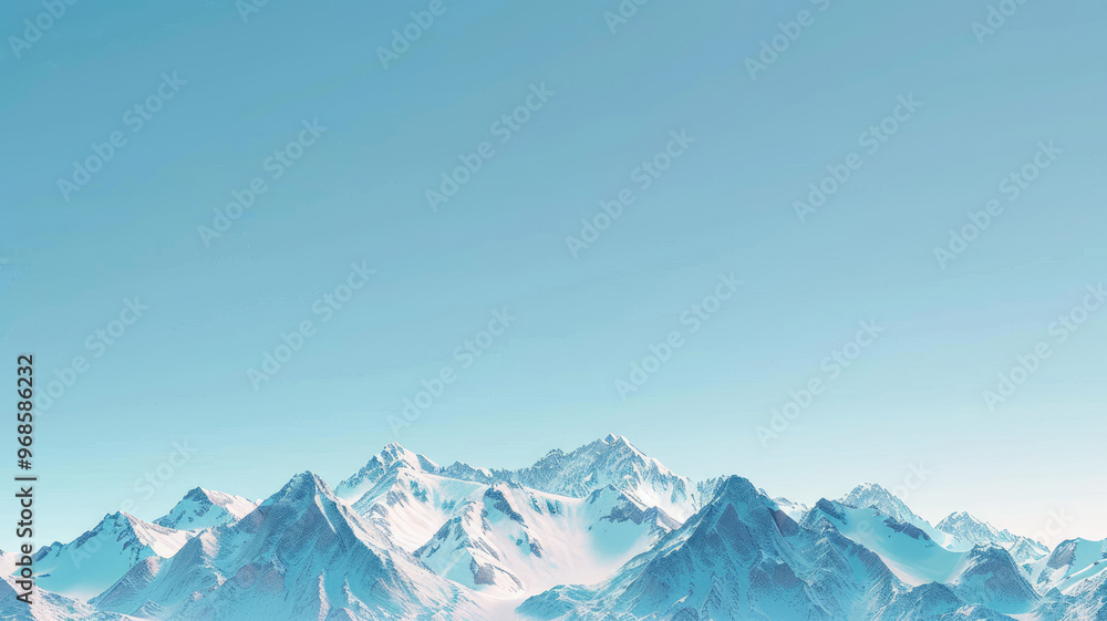 Snow-capped mountain peaks under clear blue sky with distant horizons Snow-capped mountain peaks under clear blue sky with distant horizons
