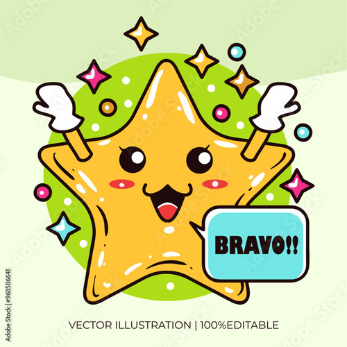 Star kawaii character giving a compliment vector illustration