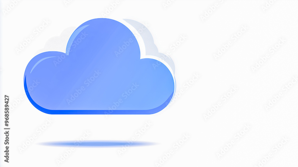 A single, blue cloud icon floats against a white background, representing the concept of cloud storage A single, blue cloud icon floats against a white background, representing the concept of cloud storage