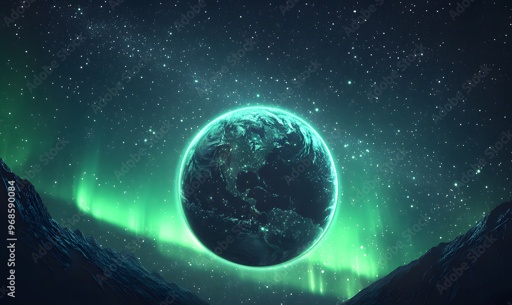 Fototapeta premium graphics of space, planets, and astronauts on a white background.