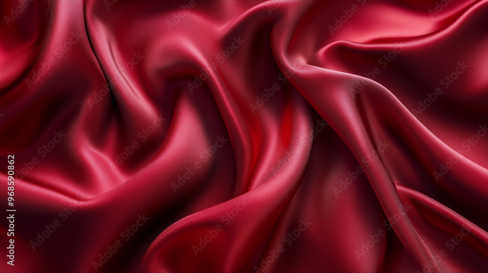 Obraz premium 赤色のシルク製の柔らかい布が画面いっぱいに広がったテクスチャー背景画像をリアルに描いたAI生成画像