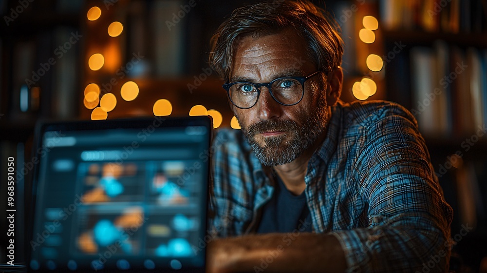 A man reviewing cryptocurrency trades and real-time blockchain activity on his virtual banking app. A man reviewing cryptocurrency trades and real-time blockchain activity on his virtual banking app.