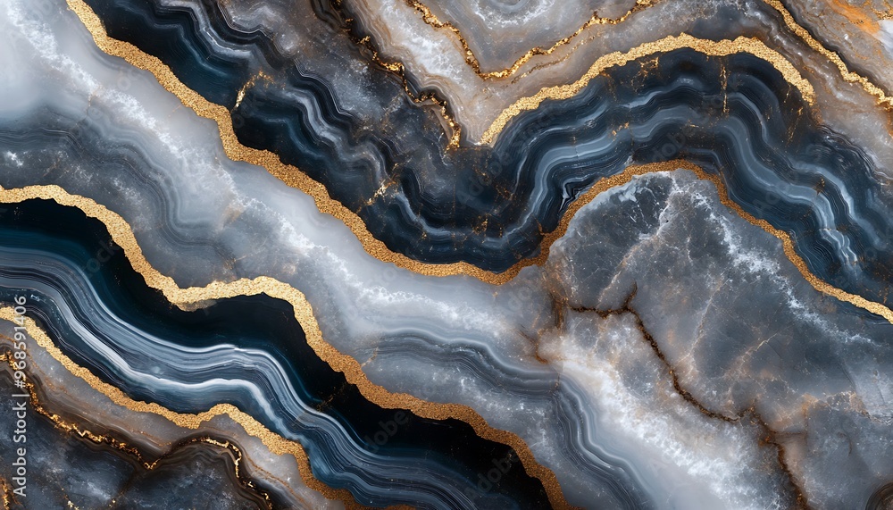 Obraz premium Abstract Gold Patterned natural of black marble texture background