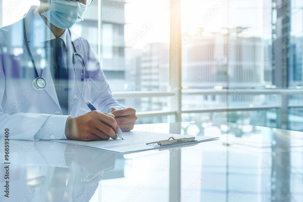 Medical Industry Concept Image of Doctor Working at Desk Medical Industry Concept Image of Doctor Working at Desk