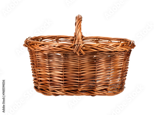 Brown wicker basket isolated on transparent 