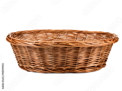 Brown wicker basket isolated on transparent
