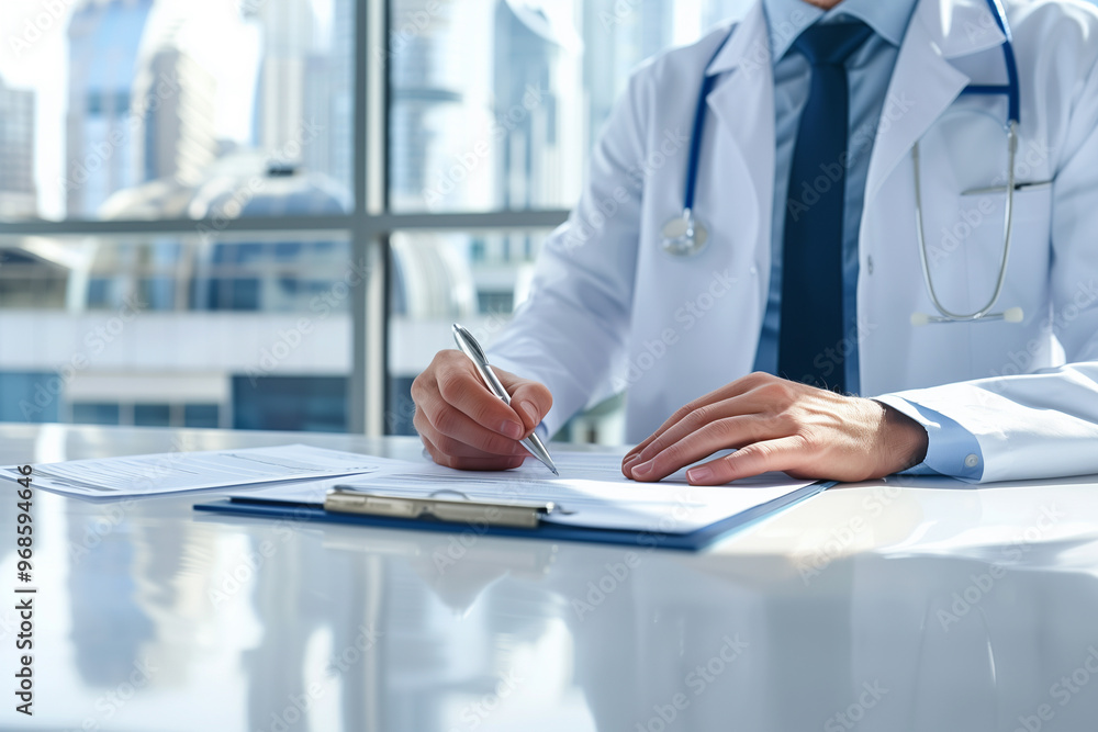 Obraz premium Medical Industry Concept Image of Doctor Working at Desk
