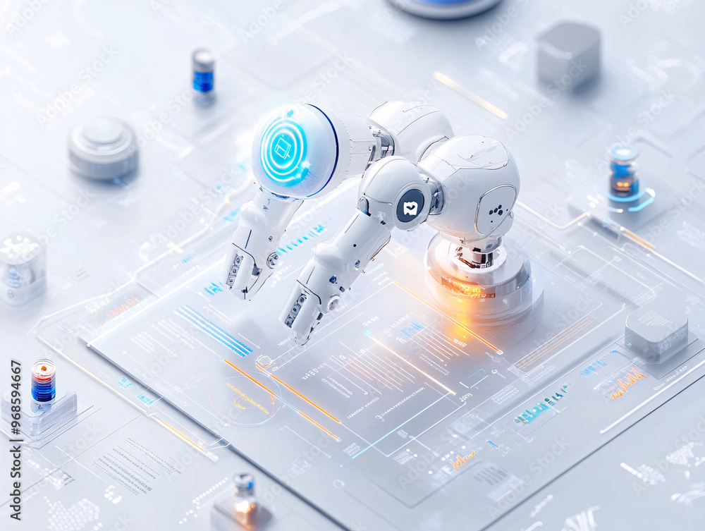 Fototapeta premium A digital interface with AI-driven insights into business success metrics and health insurance data