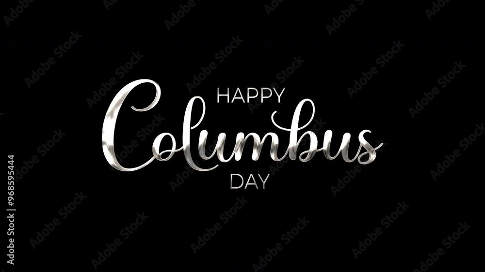 Happy Columbus Day Handwritten Animated Text in Silver, Red, Blue, and Green Color. Suitable for social media posts, flyers, banners, and promotional materials celebrating the holiday. Happy Columbus Day Handwritten Animated Text in Silver, Red, Blue, and Green Color. Suitable for social media posts, flyers, banners, and promotional materials celebrating the holiday.