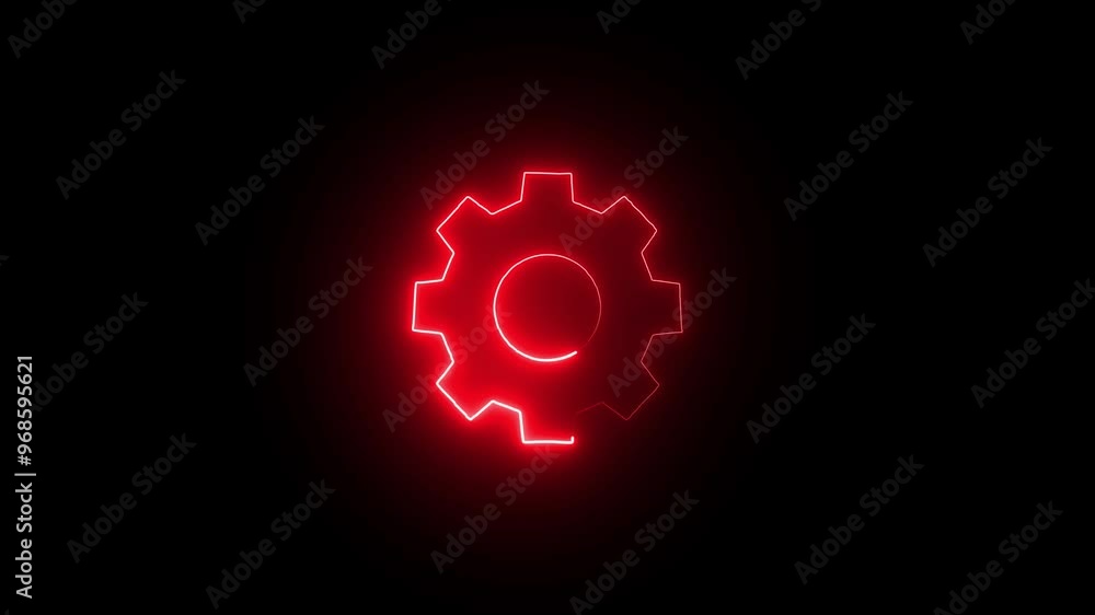 Spinning gears animation icon . Glowing neon setting icon, Red color settings icon, Technology setting icon on black background. Neon glowing red color gear setting icon. Update setting icon setup Spinning gears animation icon . Glowing neon setting icon, Red color settings icon, Technology setting icon on black background. Neon glowing red color gear setting icon. Update setting icon setup