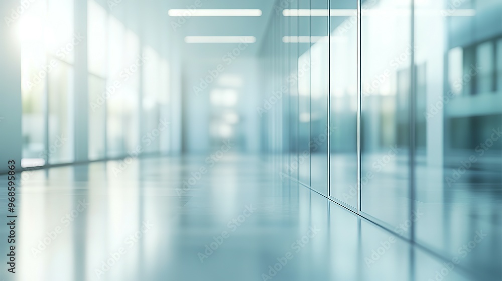 Abstract Perspective of a Modern Office Corridor with Glass Walls Abstract Perspective of a Modern Office Corridor with Glass Walls