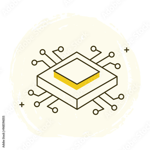 Processor and CPU Vector Icon Design, computer chip, microprocessor, digital processing, hardware, computing power