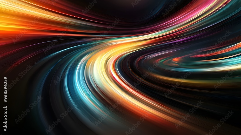 Modern abstract high-speed light effect. Abstract background with curved beams of light. Technology futuristic dynamic motion. Movement pattern for banner or poster design background concept. Modern abstract high-speed light effect. Abstract background with curved beams of light. Technology futuristic dynamic motion. Movement pattern for banner or poster design background concept.