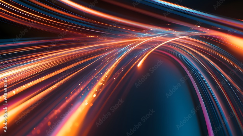 Modern abstract high-speed light effect. Abstract background with curved beams of light. Technology futuristic dynamic motion. Movement pattern for banner or poster design background concept. Modern abstract high-speed light effect. Abstract background with curved beams of light. Technology futuristic dynamic motion. Movement pattern for banner or poster design background concept.