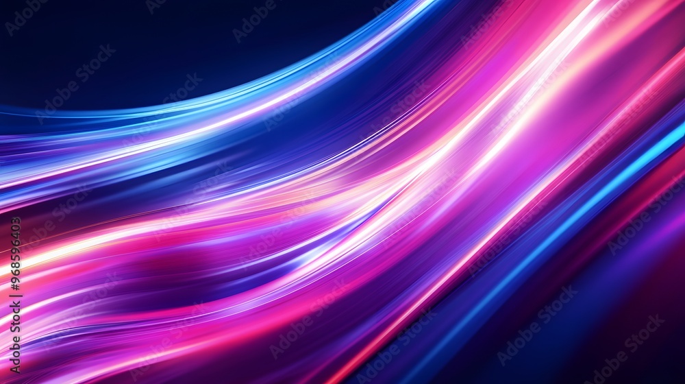 Fototapeta premium Modern abstract high-speed light effect. Abstract background with curved beams of light. Technology futuristic dynamic motion. Movement pattern for banner or poster design background concept.