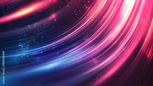 Modern abstract high-speed light effect. Abstract background with curved beams of light. Technology futuristic dynamic motion. Movement pattern for banner or poster design background concept.
