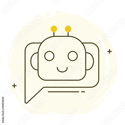 AI Chatbot and Virtual Assistant Vector Icon Design, chat bot, automated messaging, conversational AI, customer support bot