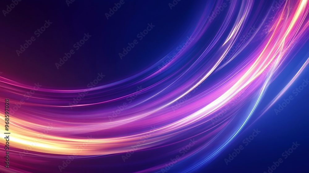 Fototapeta premium Modern abstract high-speed light effect. Abstract background with curved beams of light. Technology futuristic dynamic motion. Movement pattern for banner or poster design background concept.