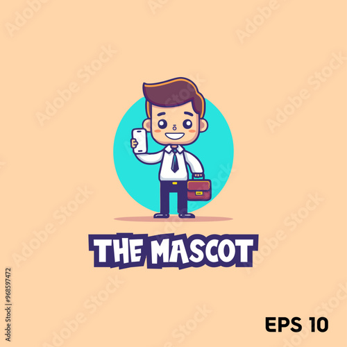 Cute businessman mascot, vector, logo, character, cartoon, illustration, eps10 photo