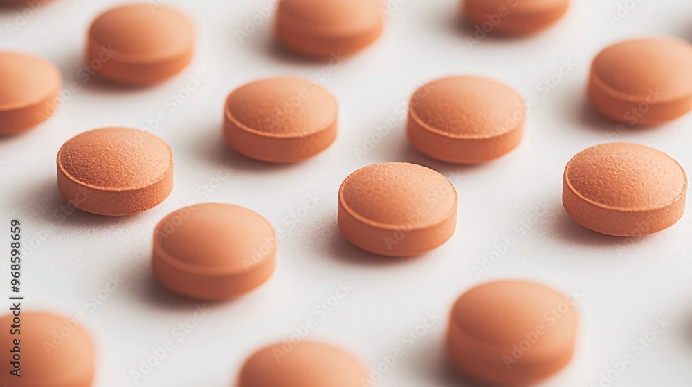 A detailed view of assorted effervescent tablets spread across a bright background, showcasing their distinct shapes and hues. A detailed view of assorted effervescent tablets spread across a bright background, showcasing their distinct shapes and hues.