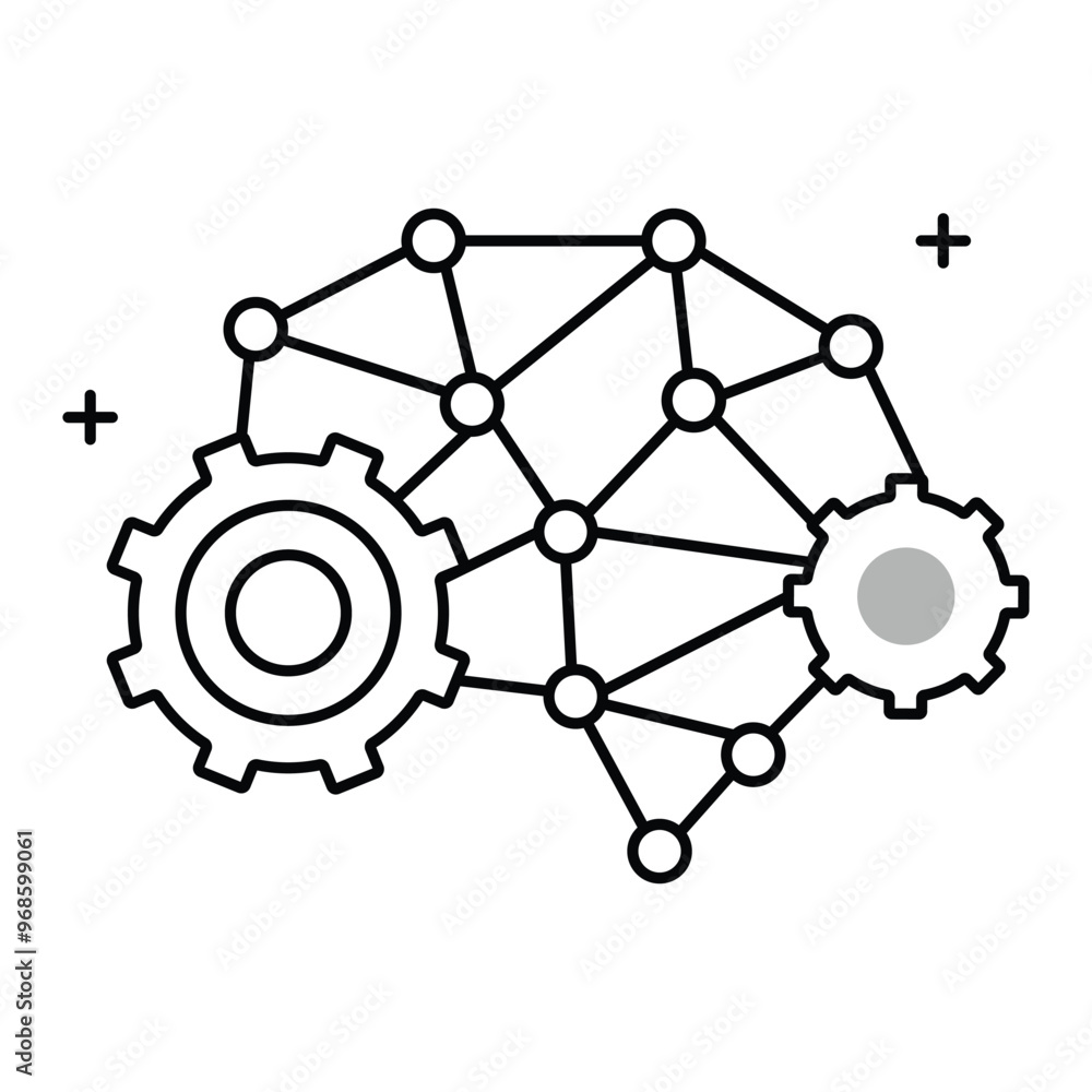 Neural Networks and Artificial Intelligence Vector Icon DesignAI, machine learning, deep learning, AI technology, smart systems, data processing