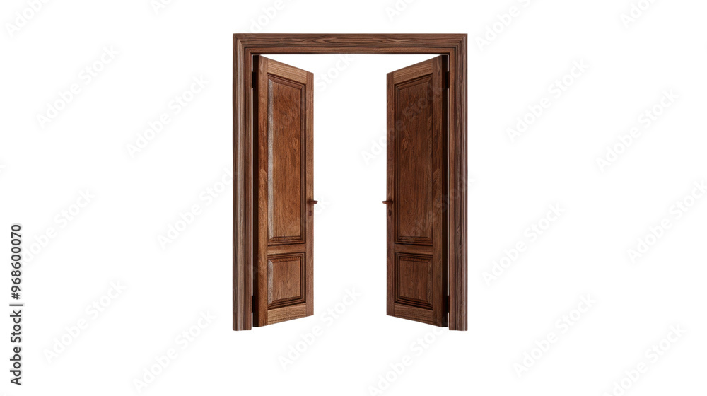 Open brown double door on transparent background Open brown double door on transparent background